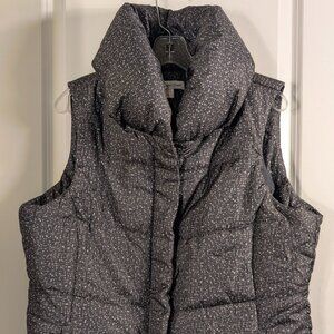 Coldwater Creek Speckled Gray Puffer Vest with Puffy Collar
